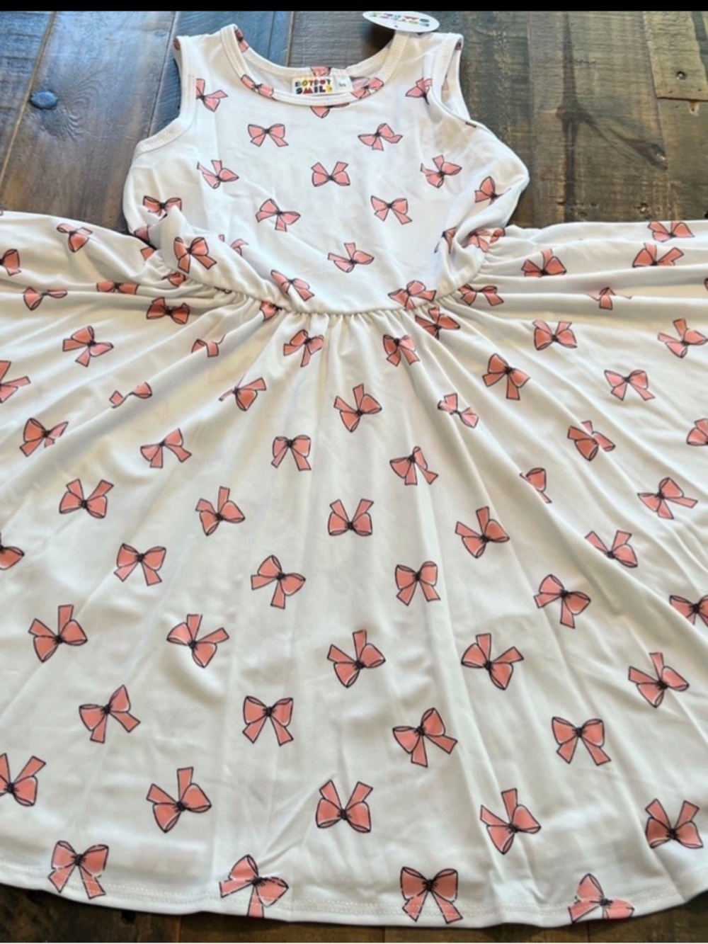 Dot Dot Smile size 5/6 girls pink bows tank twirl dress new